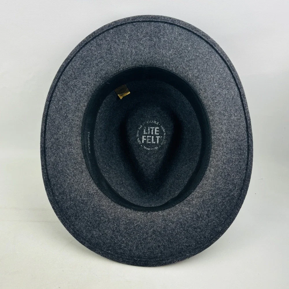 Cabela's Original Lite Felt Hat Mens L Gray Wool Packable Water Repellent USA